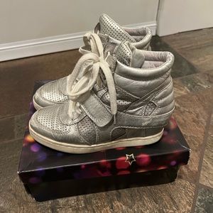 Ash Kid Y2K Metallic Silver Wedge Sneaker Hi Top